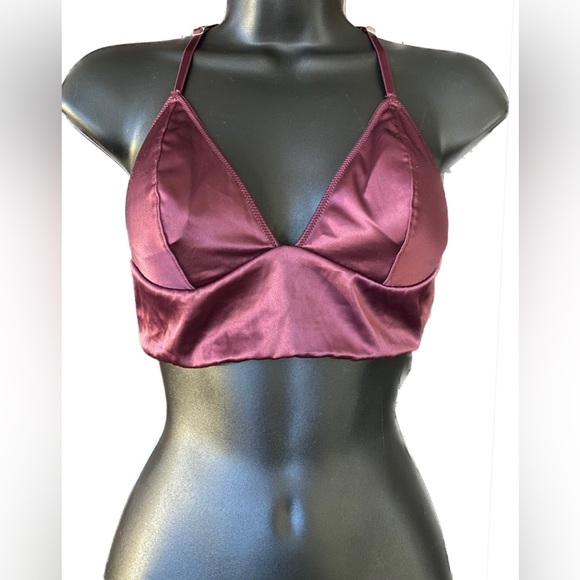 Victoria's Secret Other - VS MAROON Satin Bralette, L?  *P1009